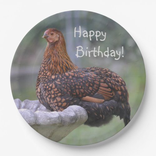 Happy Birthday Birdbath Chicken Paper Plates