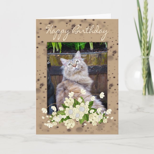 Happy Birthday, Birthday Card With Cat, Cat Birthd (Front)