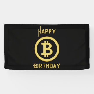 Happy Birthday Bitcoin Gold 1.6x3 Vinyl Banner