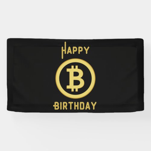 Happy Birthday Bitcoin Gold 16x3 Vinyl Banner