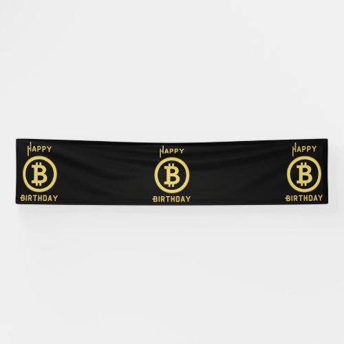 Happy Birthday Bitcoin Gold 25x12 Vinyl Banner