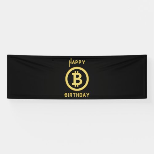 Happy Birthday Bitcoin Gold 25x8 Vinyl Banner