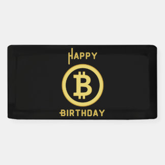 Happy Birthday Bitcoin Gold 2x1 Vinyl Banner