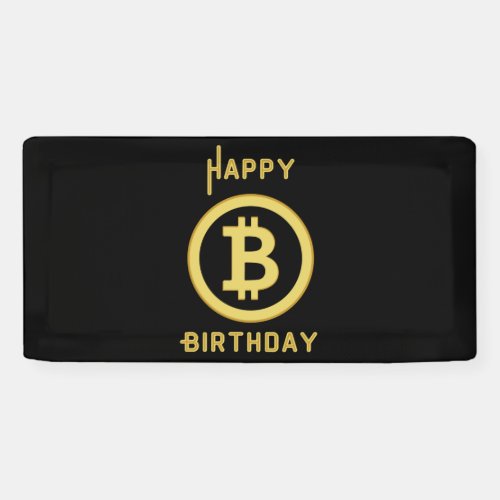 Happy Birthday Bitcoin Gold 2x1 Vinyl Banner