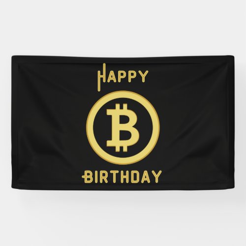 Happy Birthday Bitcoin Gold 3x5 Vinyl Banner