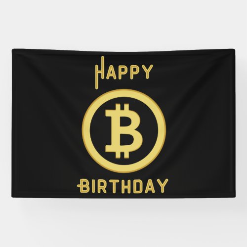 Happy Birthday Bitcoin Gold 4x6 Vinyl Banner