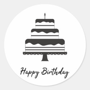 Black And White Happy Birthday Stickers | Zazzle