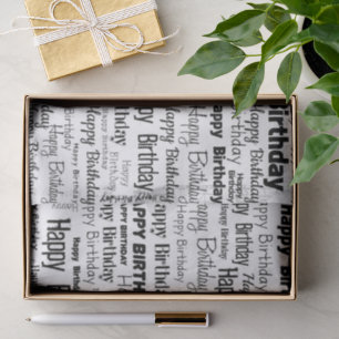 Happy Birthday (black and white) Tissue Paper