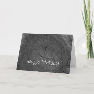 Happy Birthday black and white tree rings Card