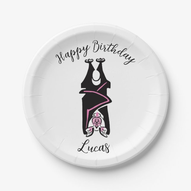 Happy birthday  Black BAT- Nature - Wildlife Paper Plates (Front)