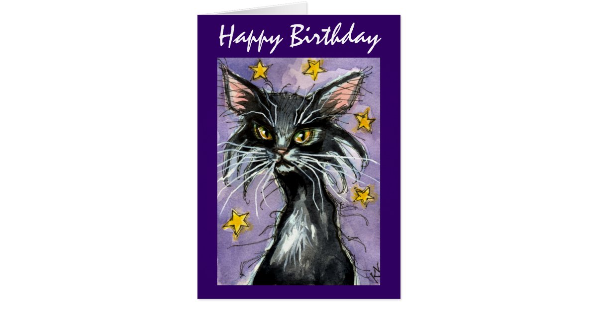 Happy Birthday Black Cat greeting card | Zazzle.com