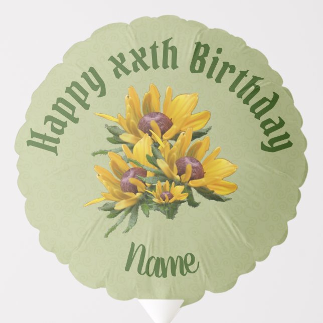 Happy Birthday Black Eyed Susan Personalized Balloon (Front)