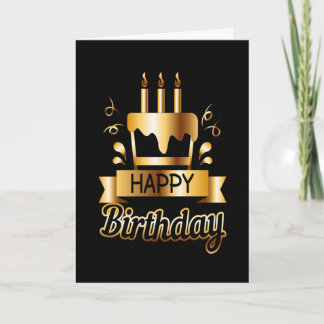 Happy Birthday - Black & Gold 2 Card