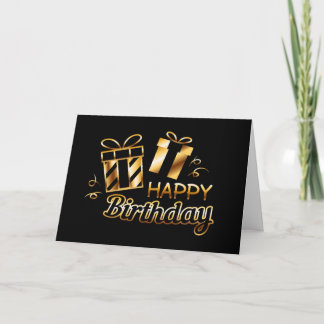Happy Birthday - Black & Gold 4 Card