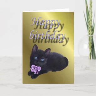 Happy birthday-black kitten card