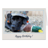 Happy Birthday Black Labrador Cute Duck Dog - (Front Horizontal)