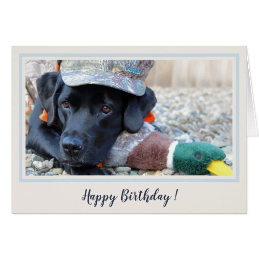 Happy Birthday Black Labrador Cute Duck Dog - (Front Horizontal)