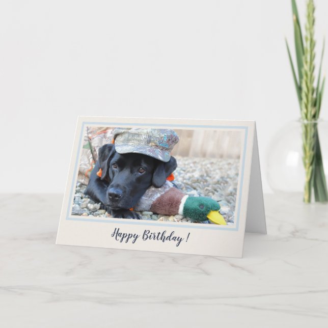 Happy Birthday Black Labrador Cute Duck Dog Card (Front)