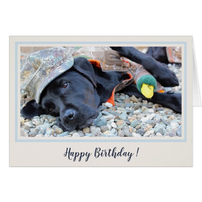 Happy Birthday Black Labrador Duck Hunting Dog Cards (Front Horizontal)
