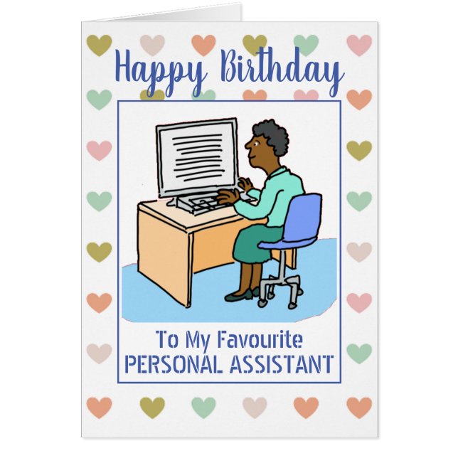 Happy Birthday Black Personal Assistant Cards (Front)