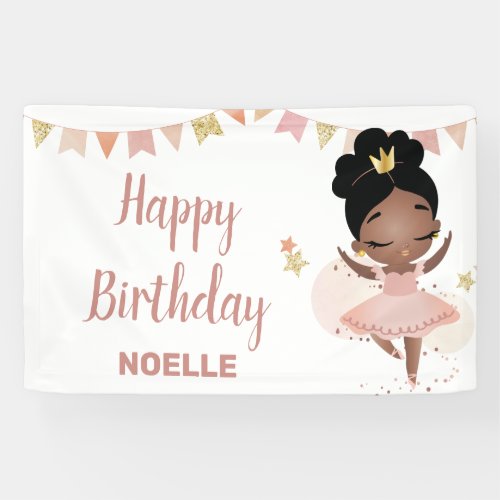 Happy Birthday Black Princess Ballerina  Banner