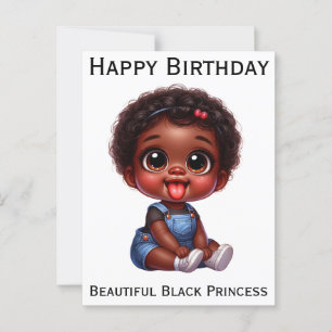 Happy birthday black princess melanin brown skin postcard