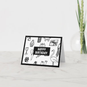 Happy Birthday Black & White Card