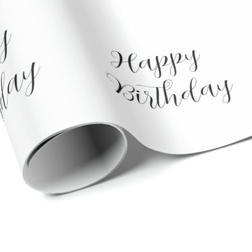 Happy Birthday Black White Minimalist Modern Cool Wrapping Paper