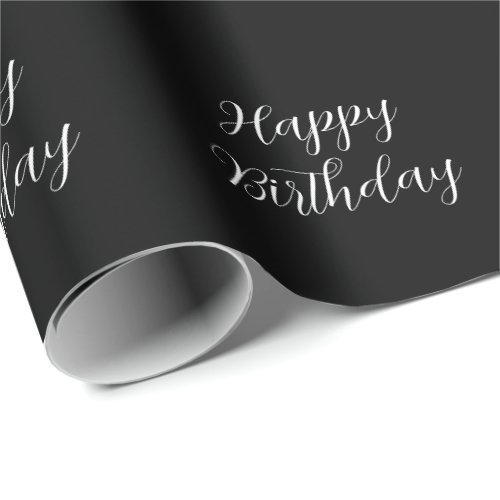 Happy Birthday Black White Minimalist Modern Cute Wrapping Paper