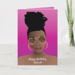 Happy Birthday! Black Woman Shades &amp; High Bun Card