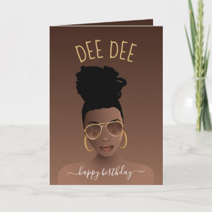 Happy Birthday, Black Woman w/Gold Shades, Brown Card