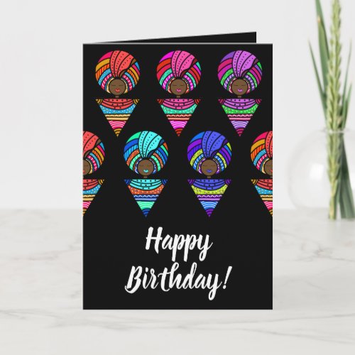 Happy Birthday Black Women Colorful Turbans Card