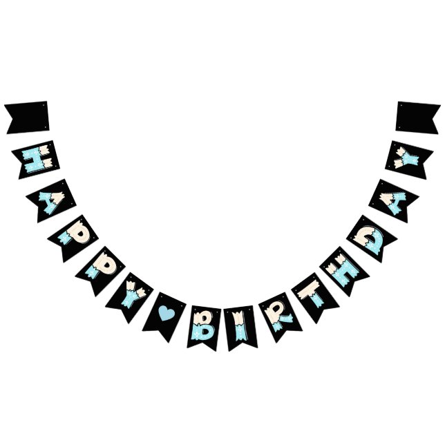 Happy Birthday Blau Beige Bunting Flags (All)