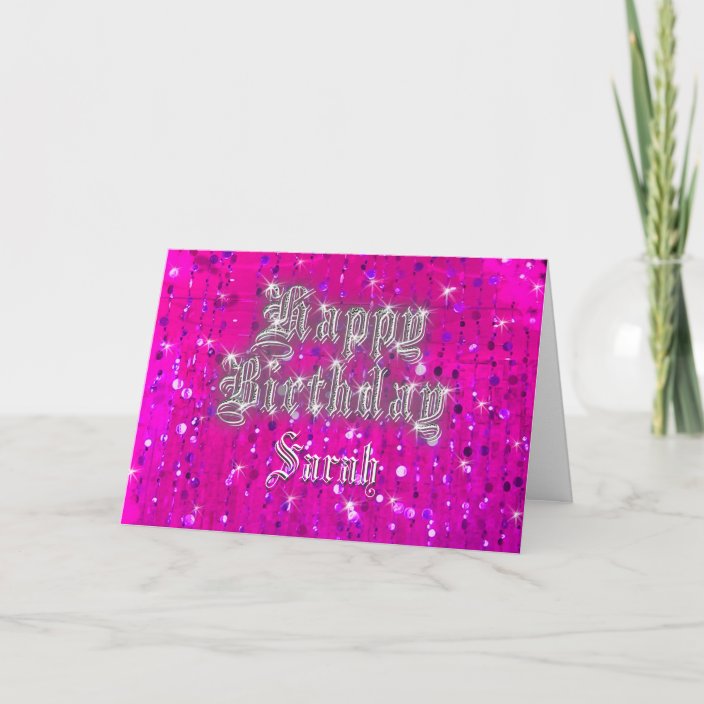 Happy Birthday Bling Pink Greeting Card 