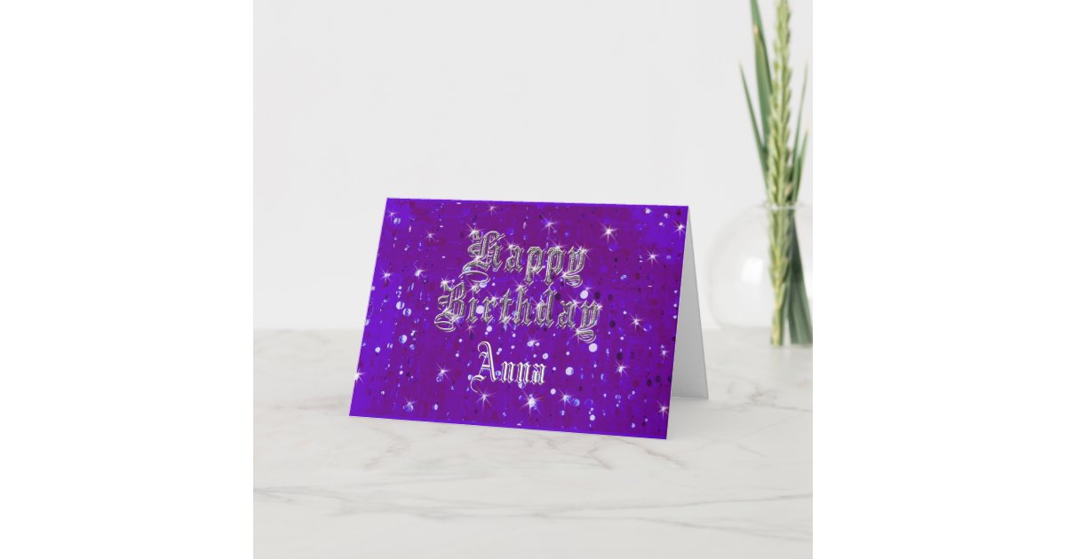 Happy Birthday Bling Purple Greeting Card Zazzle