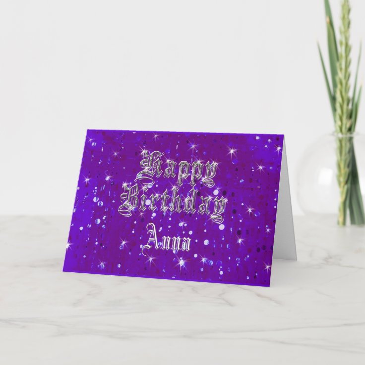 Happy Birthday Bling Purple Greeting Card Zazzle