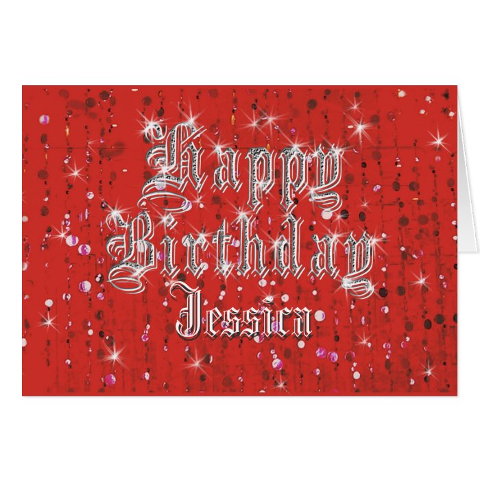 Happy Birthday Bling Red Greeting Card