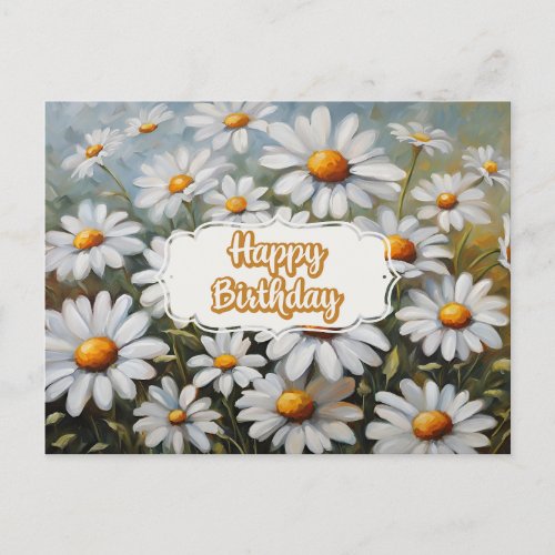 Happy Birthday Blooming Daisy Flowers  Postcard