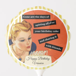 Happy Birthday Blowing Out Candles Orange Funny Balloon