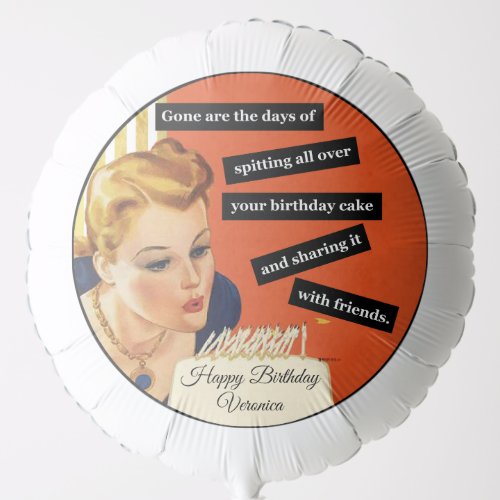 Happy Birthday Blowing Out Candles Vintage Funny Balloon