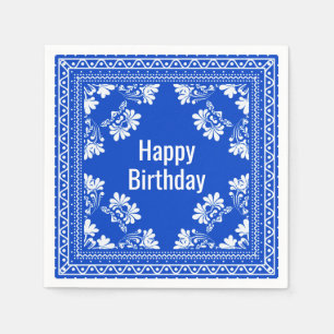 Happy Birthday Blue Bandana Napkins