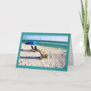 Happy Birthday! - Blue beach chairs florida scene Card