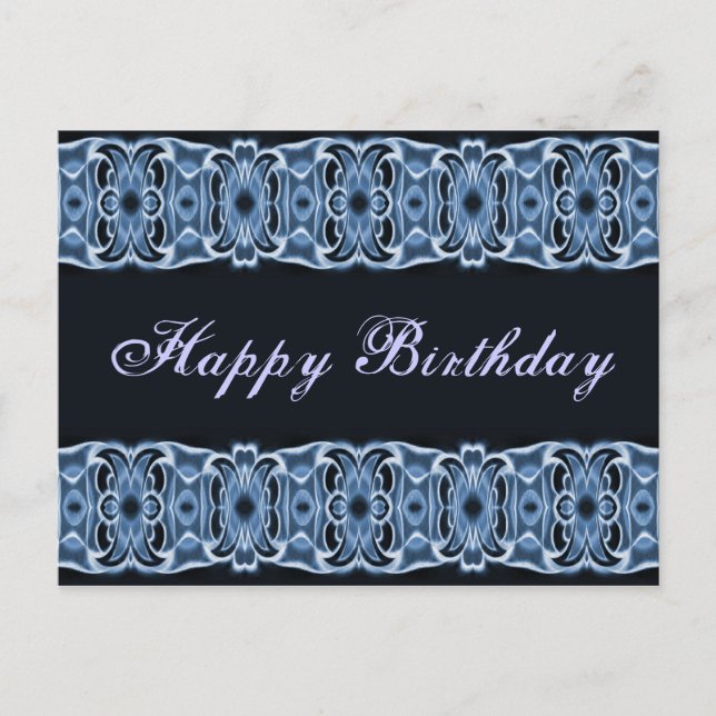 Happy Birthday blue black Postcard (Front)