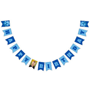 Happy Birthday Blue Boys Party Photo Bunting Flags