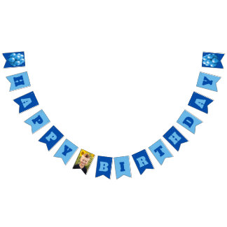 Happy Birthday Blue Boys Party Photo Bunting Flags