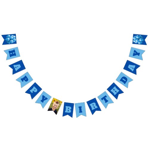 Happy Birthday Blue Boys Party Photo Bunting Flags