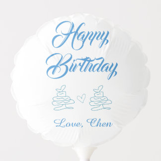 happy birthday blue cake heart name love pastel  balloon