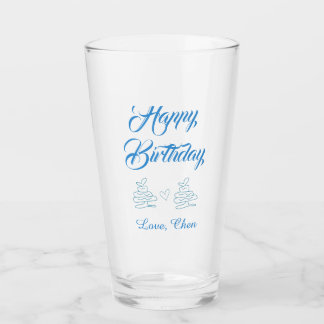 happy birthday blue cake heart name love pastel  glass