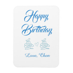 happy birthday blue cake heart name love pastel  magnet