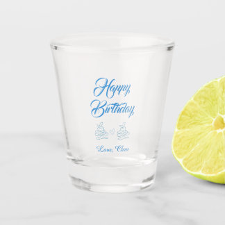 happy birthday blue cake heart name love pastel  shot glass